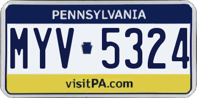PA license plate MYV5324