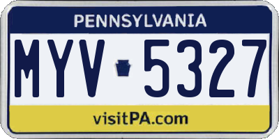 PA license plate MYV5327