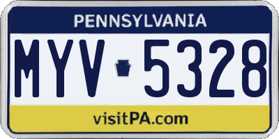 PA license plate MYV5328