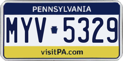 PA license plate MYV5329