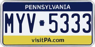 PA license plate MYV5333