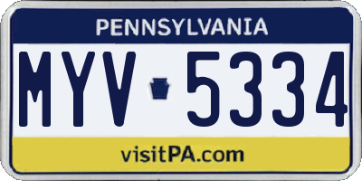 PA license plate MYV5334