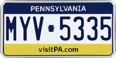 PA license plate MYV5335