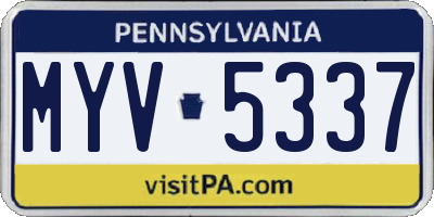 PA license plate MYV5337