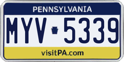 PA license plate MYV5339