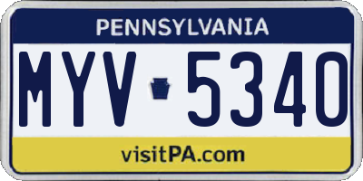 PA license plate MYV5340