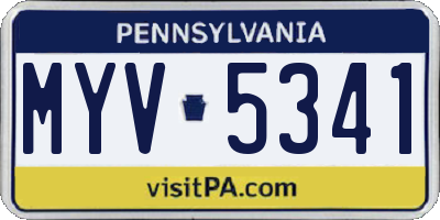 PA license plate MYV5341