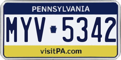 PA license plate MYV5342