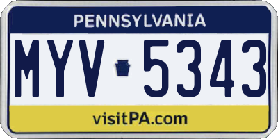 PA license plate MYV5343