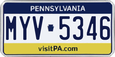 PA license plate MYV5346