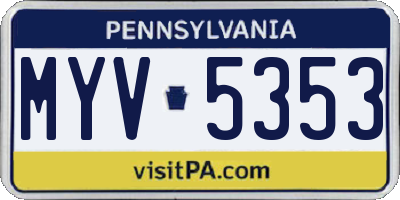 PA license plate MYV5353