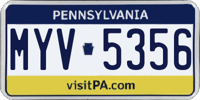 PA license plate MYV5356