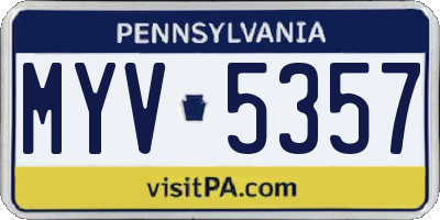 PA license plate MYV5357