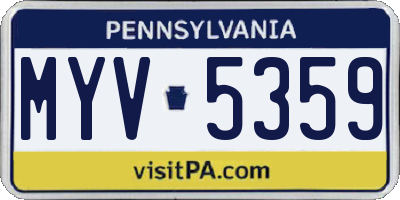 PA license plate MYV5359