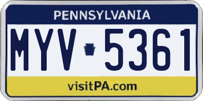 PA license plate MYV5361