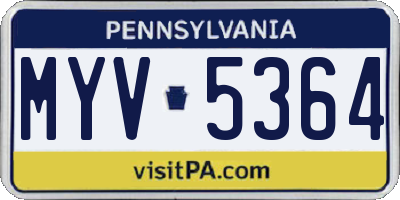 PA license plate MYV5364