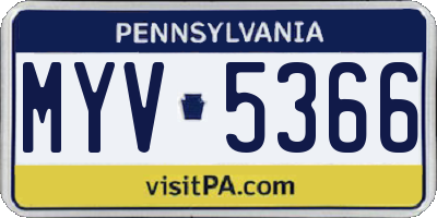 PA license plate MYV5366
