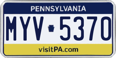 PA license plate MYV5370