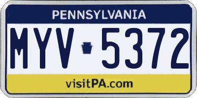 PA license plate MYV5372