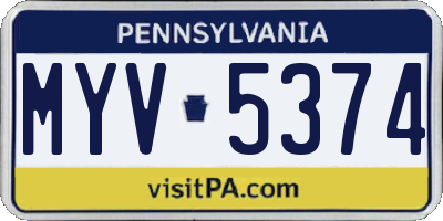 PA license plate MYV5374