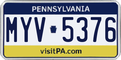 PA license plate MYV5376