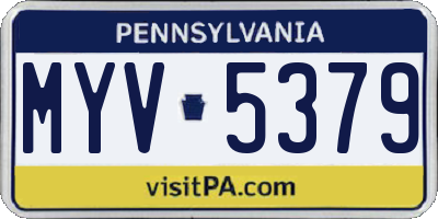 PA license plate MYV5379