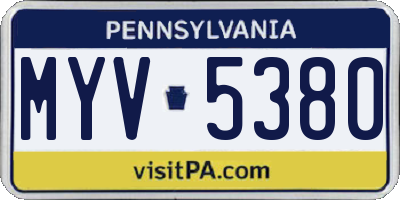PA license plate MYV5380
