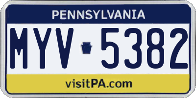 PA license plate MYV5382