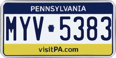 PA license plate MYV5383