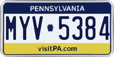 PA license plate MYV5384