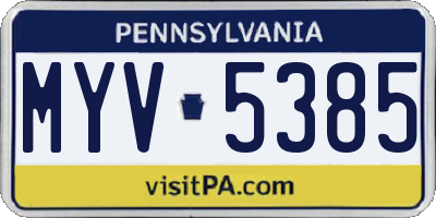 PA license plate MYV5385