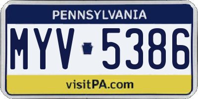 PA license plate MYV5386