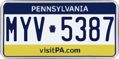 PA license plate MYV5387