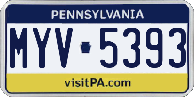 PA license plate MYV5393