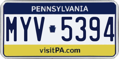PA license plate MYV5394