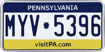PA license plate MYV5396