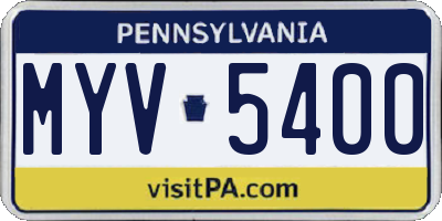 PA license plate MYV5400