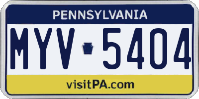 PA license plate MYV5404