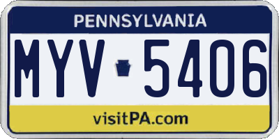 PA license plate MYV5406