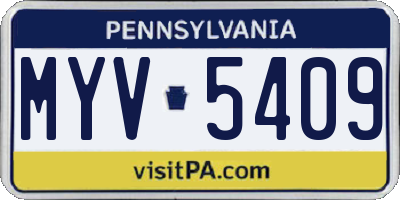 PA license plate MYV5409