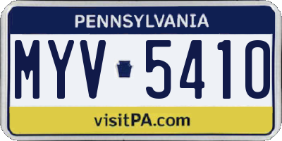 PA license plate MYV5410