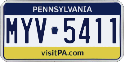PA license plate MYV5411