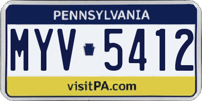PA license plate MYV5412