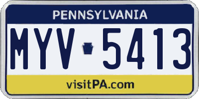 PA license plate MYV5413