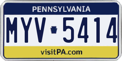 PA license plate MYV5414