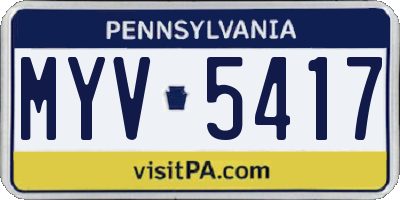PA license plate MYV5417