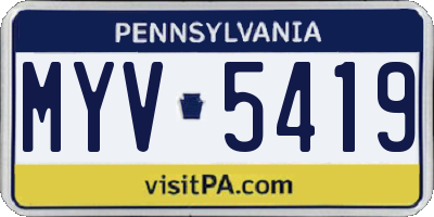 PA license plate MYV5419