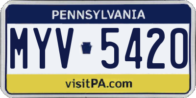 PA license plate MYV5420