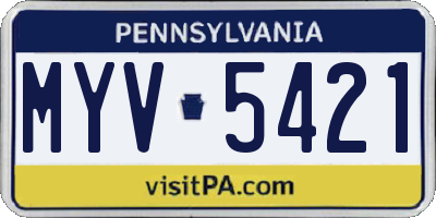 PA license plate MYV5421