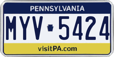 PA license plate MYV5424